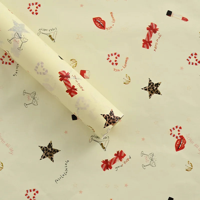 10pcs Christmas Tree Bowknot Print Tissue Paper New Year Gift Box Filling Flowers Wrapping Papers Festival Craft Packaging Paper Oasis Select A