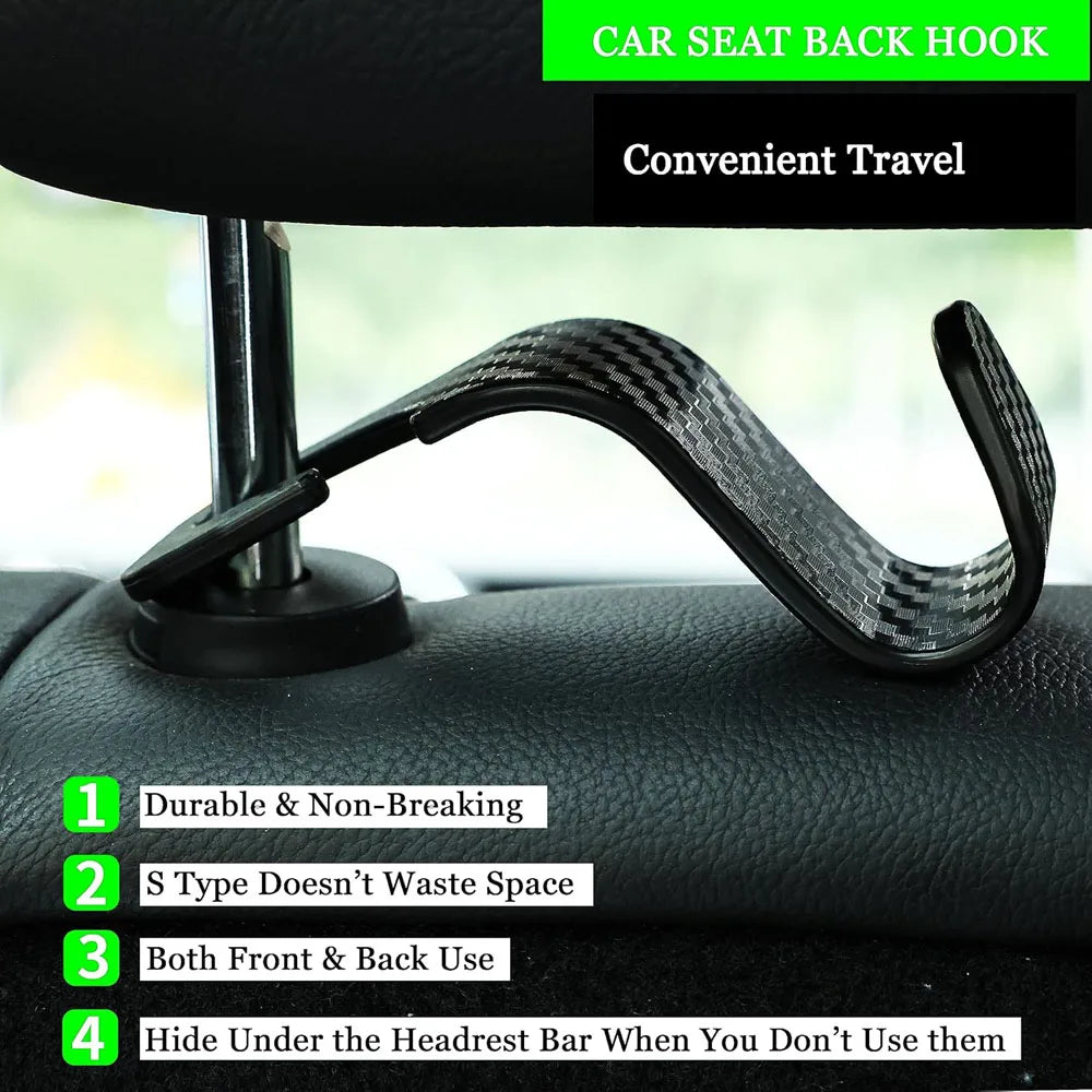 Car Seat Headrest Hook 4 Pack Hanger Universal Vehicle Car Storage Organizer for Handbag Purse Coat fit Universal Vehicle Car Oasis Select