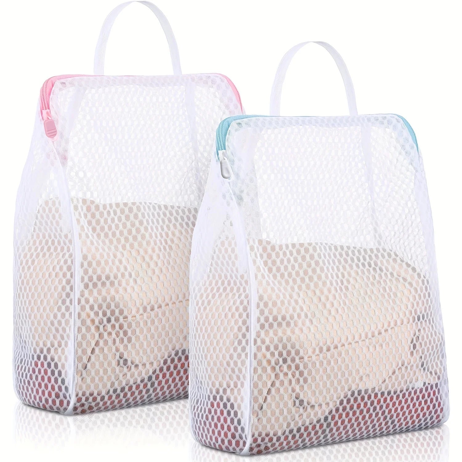 2pcs Honeycomb Mesh Laundry Bags with Handles,Durable Polyester Fabric, Versatile Rectangular Zipper Design for Delicate Clothes Oasis Select