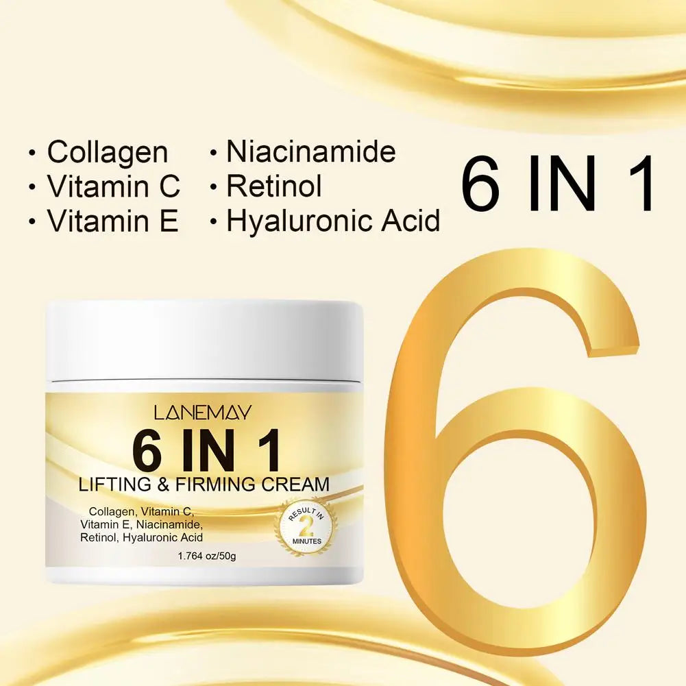 6 In 1 Collagen Face Cream Retinol Vitamin C Lifting Firming Facial Moisturizer Dark Spot Remover Whitening Brightening Skin Car Oasis Select