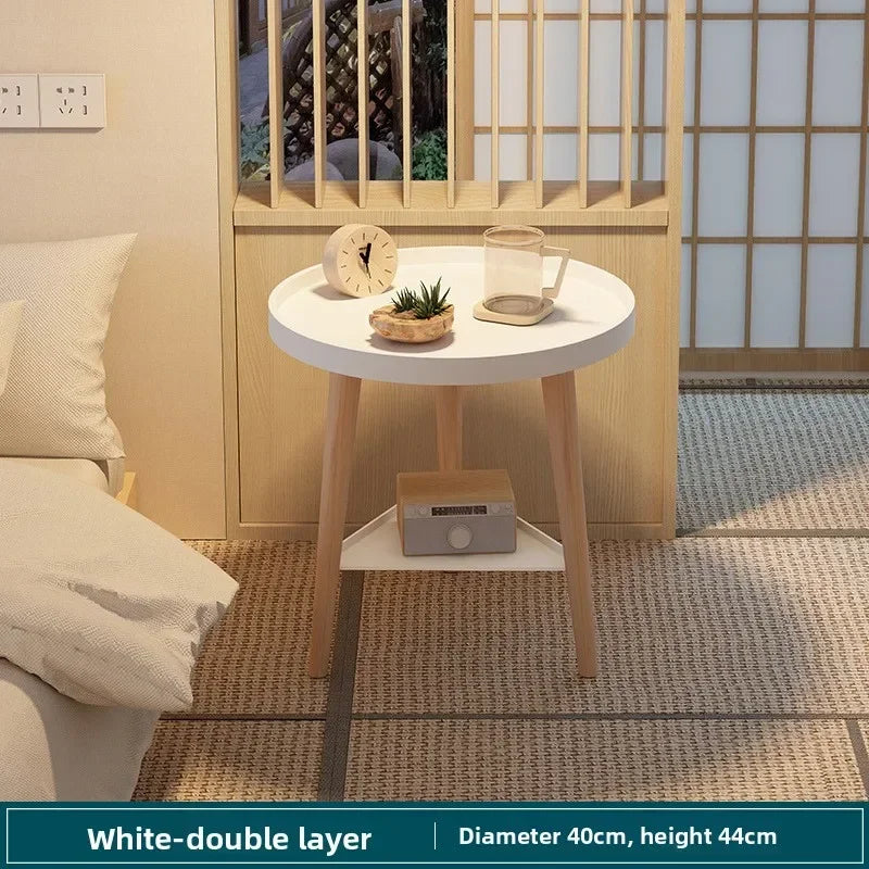 Multi-functional Nordic small round table coffee table sofa side balcony bedroom simple round small coffee table Durable Oasis Select 40 White D