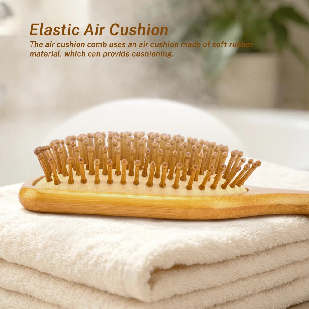 Mini Bamboo Air Cushion Hairbrush – Scalp Massage & Detangle Bamboo Hairbrush Oasis Select