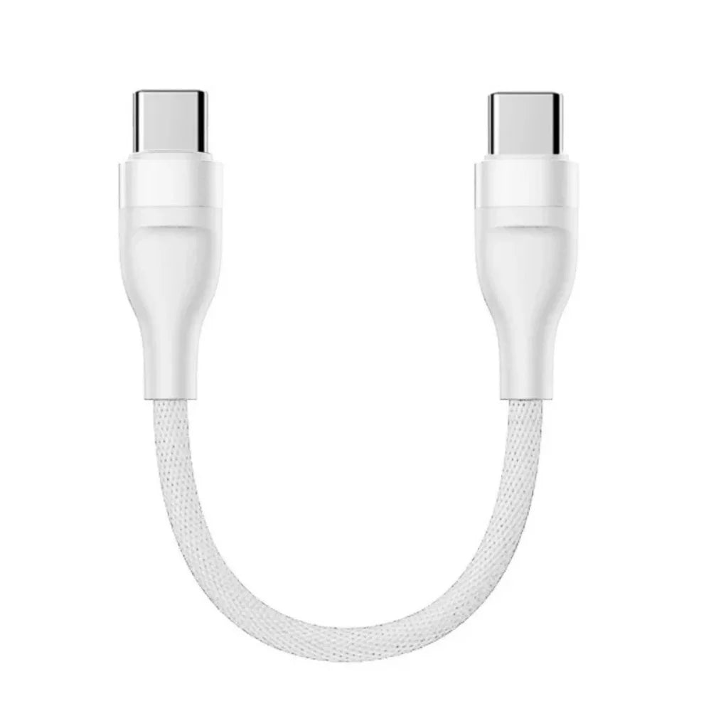 0.25M Data Cable USB C to Type C Fast Charging Data Cord Short Cable 66W Type C For iPhone 15 Huawei Samsung Portable Power Bank Oasis Select White