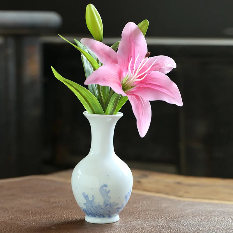 Chinese Table Top Antique Blue And White Porcelain Vase Decoration Crafts Small Ceramic Flower Arrangement Oasis Select g