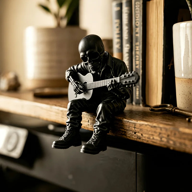 Rock Music Skeleton Guitar Player Statuettes Ornaments Rock Musician Ornaments Cool Home Desk Decor for Rock & Roll Lovers Gifts Oasis Select