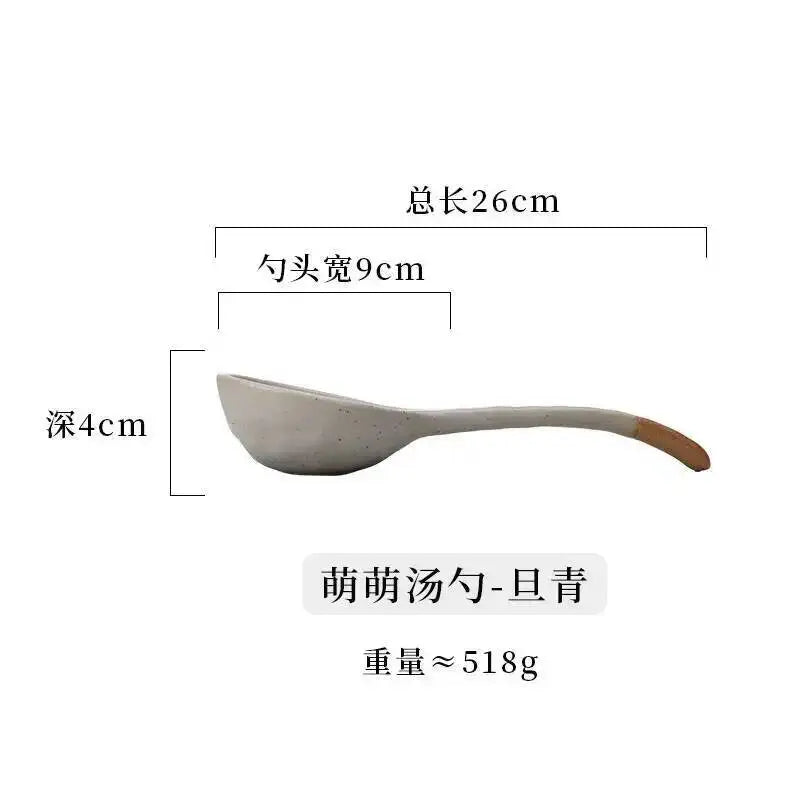 Rustic Ceramic Serving Spoon Long-handled Soup Spoon Large Spoon Ceramic Tableware Oasis Select Soup Spoon - Danqing