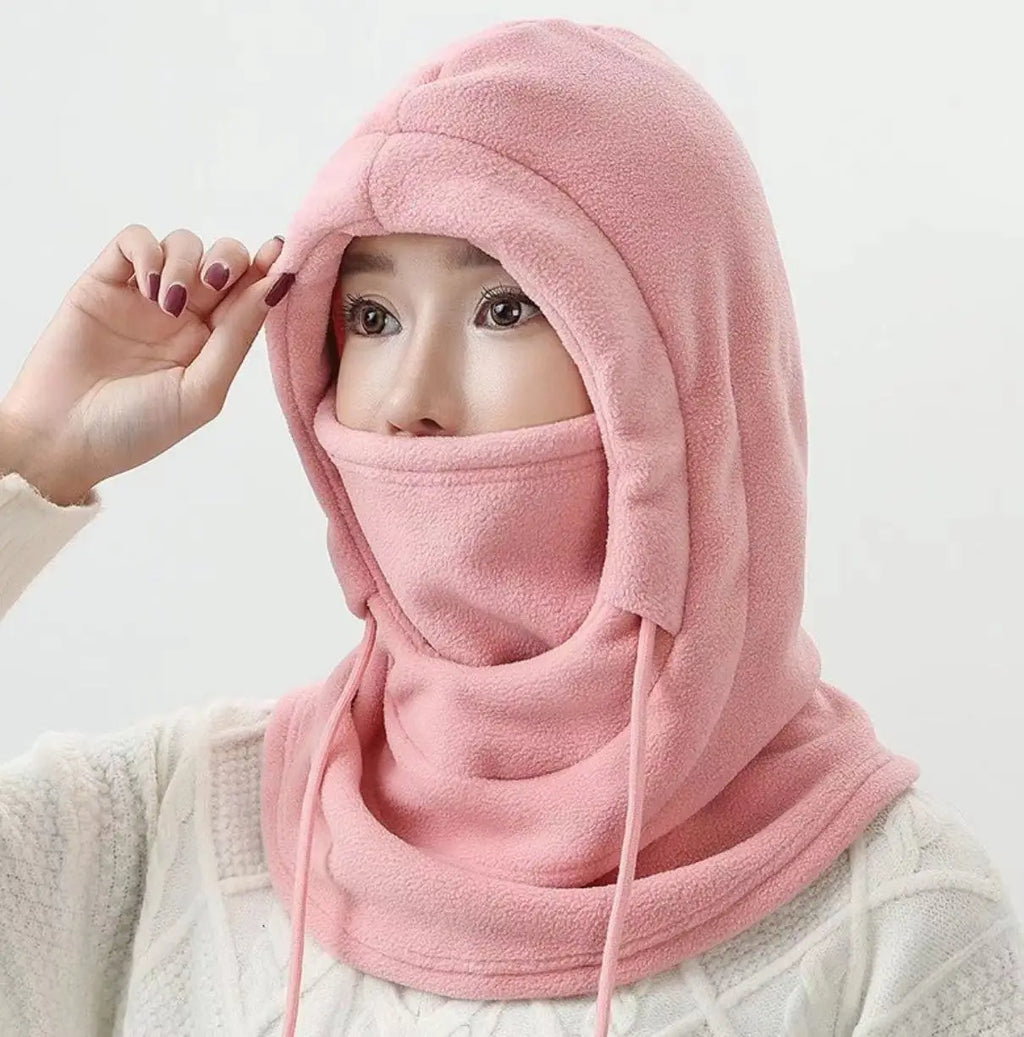 Unisex winter balaclava hat, warm neck warmer, windproof mask with drawstring, for motorcycling, skiing, hiking mountaineering Oasis Select Pink