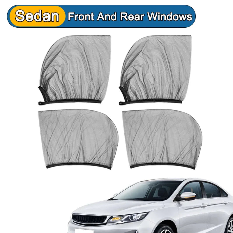 New Car Sunshade Curtains Anti-UV Side Window Shades Car Curtains Nti-mosquito Mesh Net Protection Repellent Auto Accessories Oasis Select Sedan-4 windows