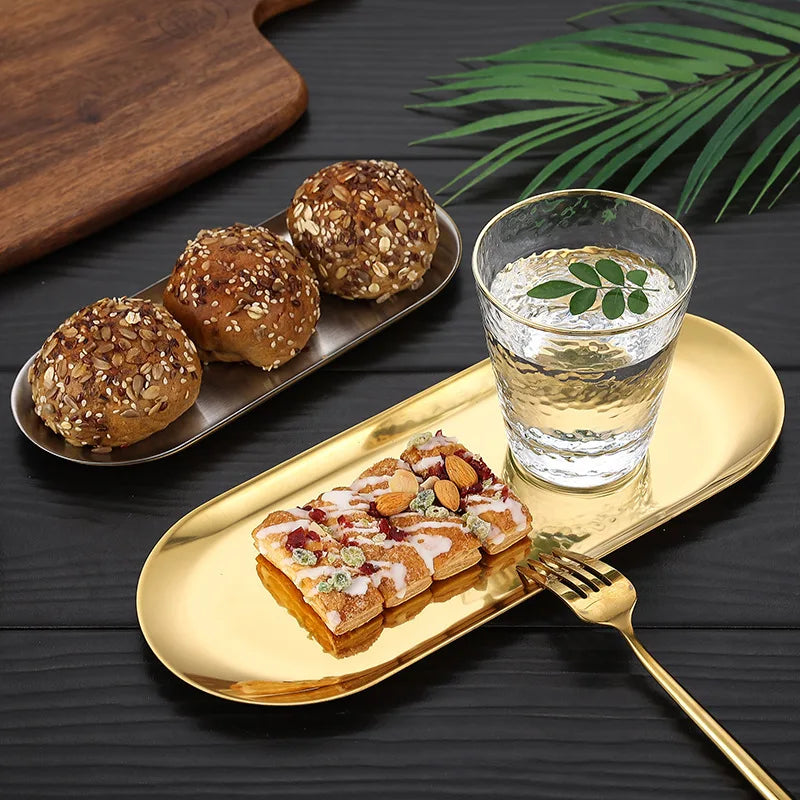 3-Piece Stainless Steel Serving Plate Set – Gold Silver Rose Gold Serving Plate Set Oasis Select
