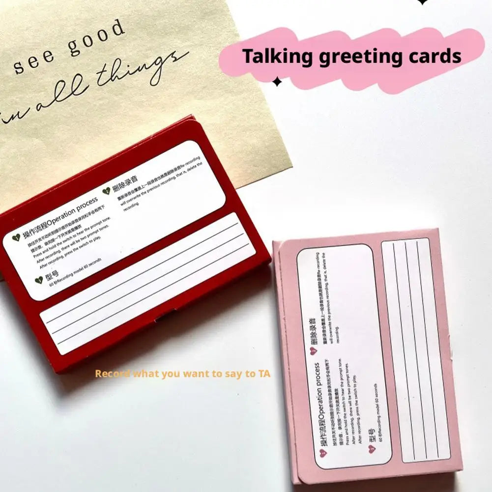 Voice Recordable Greeting Card 60 Seconds Recording Time Message Recorder Cassette Recording Voice Tape Greeting Card Oasis Select