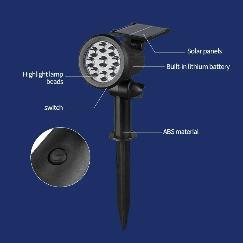 Solar 9-LED Spotlight IP65 Waterproof Landscape Garden Light