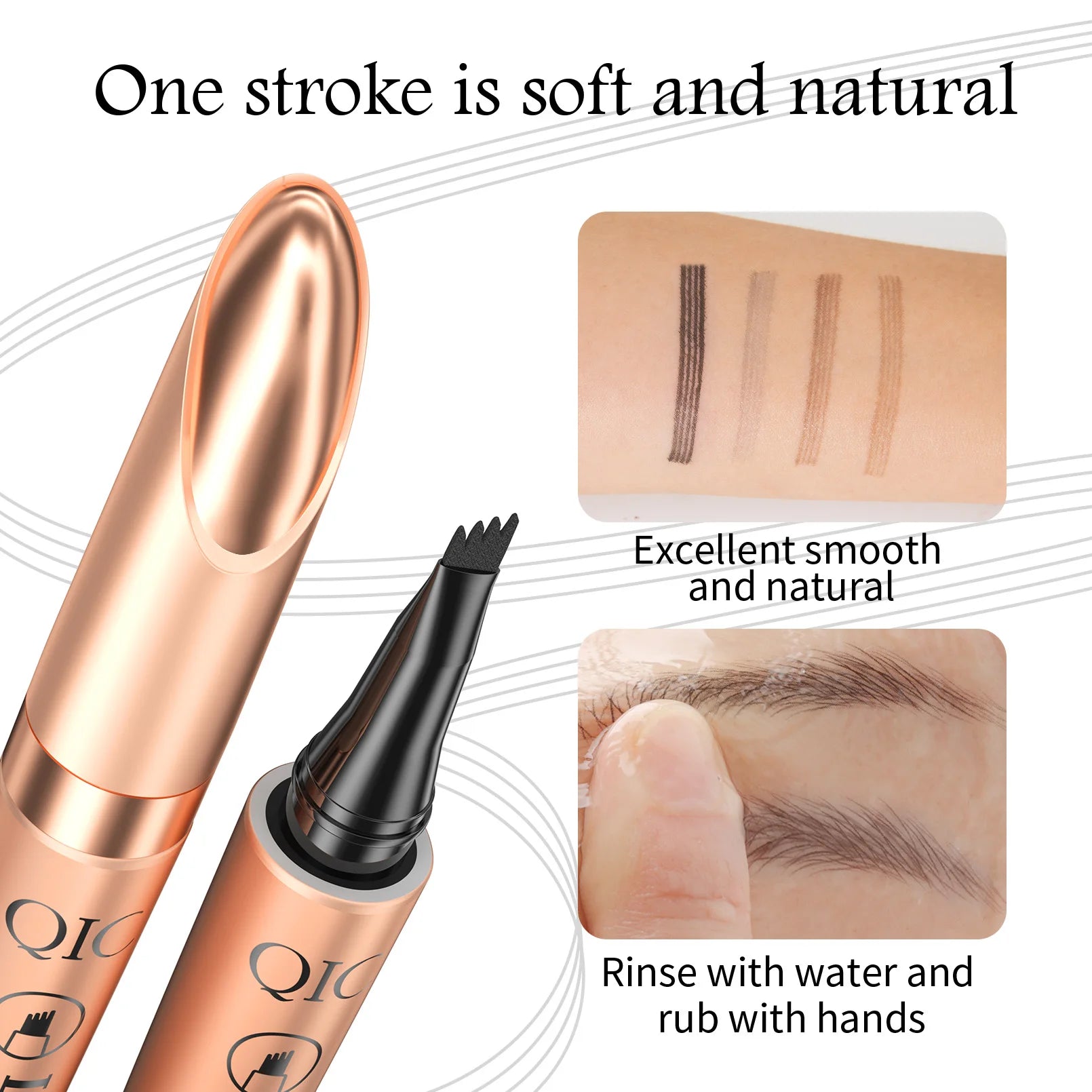 QIC 4-Tip Microblading Eyebrow Pen – Waterproof, 4 Colors