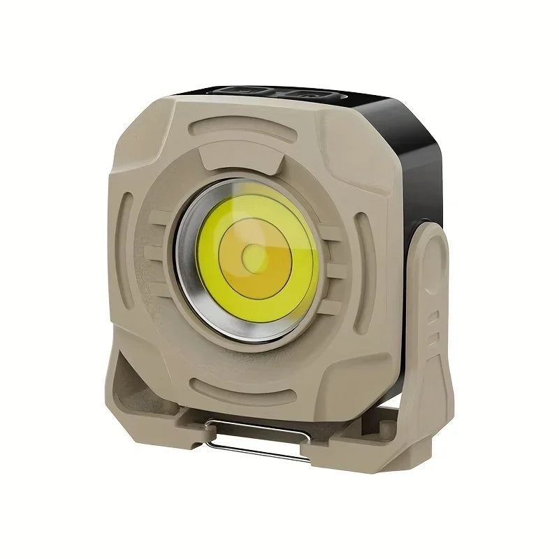 Mini Keychain COB Work Light 6 Modes USB Rechargeable Flashlight Portable Emergency Torch Camping Lights with Magnet Oasis Select Khaki type Built-in battery