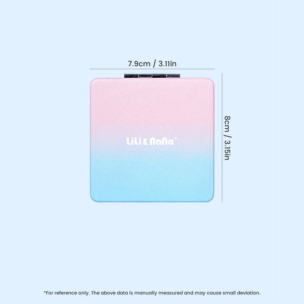 Square Folding Pocket Mirror – Gradient PU Leather, Dual-Sided Folding Makeup Mirror Oasis Select