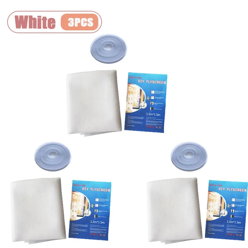1-10PCS Thickened Polyester Mosquito Net Screen Self Adhesive with Velcro Simple Invisible Window Screen for Home Oasis Select White-3PCS 150X200CM