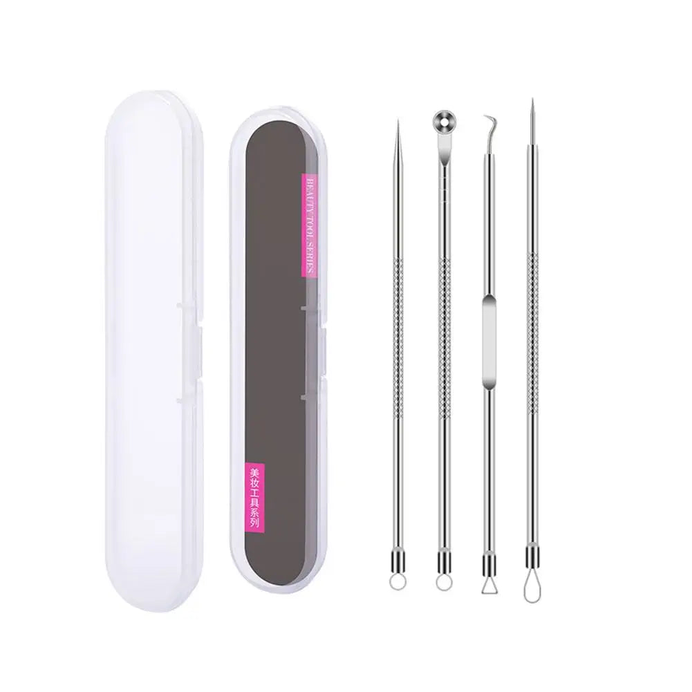 4-Piece Blackhead Remover Tool Set – Stainless Steel Acne Kit Blackhead Remover Kit Oasis Select A