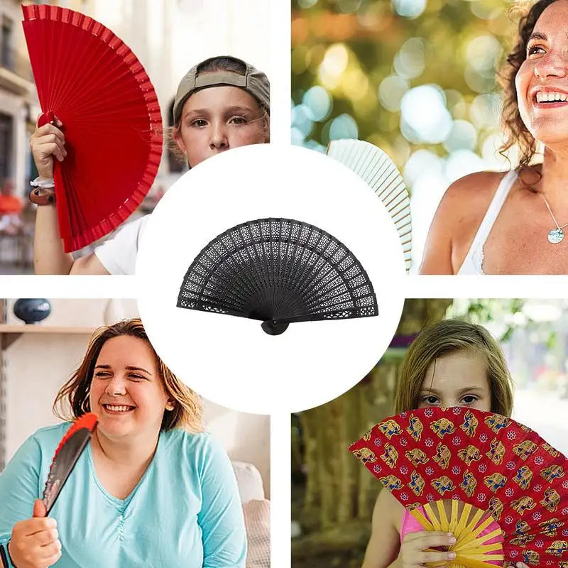 Vintage Hollow Chinese Fan Wedding Decoration Decorative Folding Fans Crafts Photo Props for Wedding Guest Bridal Shower Favors Oasis Select