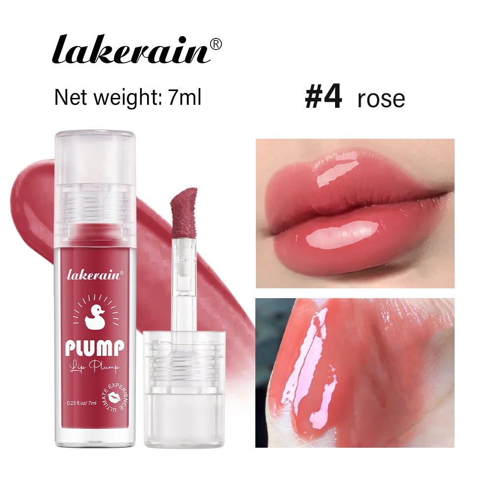 Lakerain Lip Glaze Brightening Lip Color Long-lasting Moisturizing Ginger Root Extract Lip Glaze Texture Hot Plump Lip Gloss Oasis Select Rose
