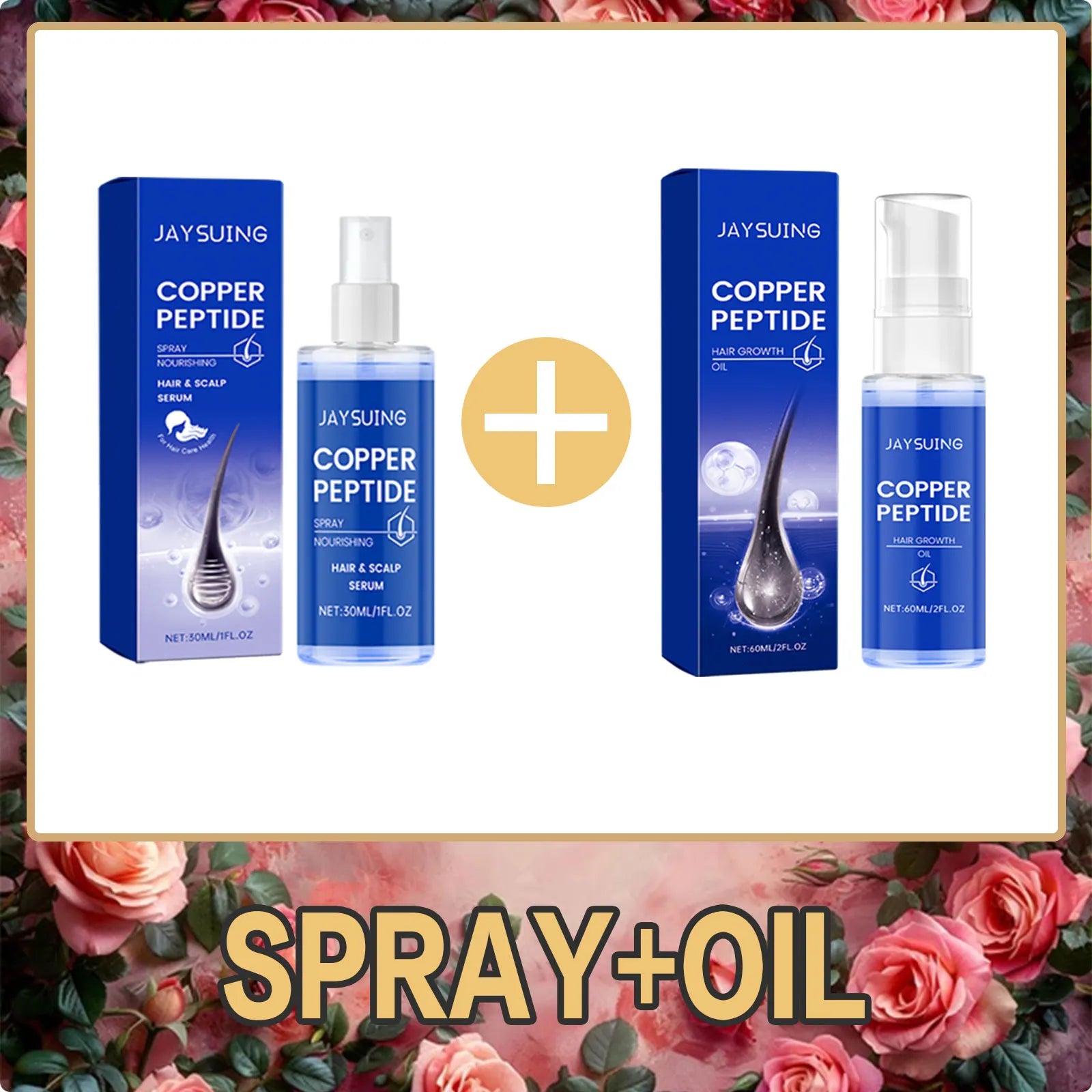 Copper Peptide Hair Growth Set – Shampoo, Serum, Spray & Oil Hair Growth Care Set Oasis Select Spray Oil Set
