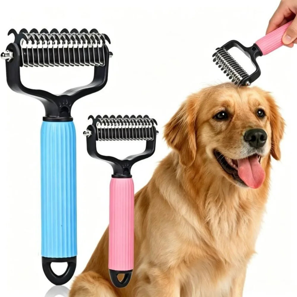 Dual Sided Stainless Steel Pet Grooming Comb Smooth Fur Tidying Tool Efficient Loose Hair Cleaning Device Easy Operated Househol Oasis Select
