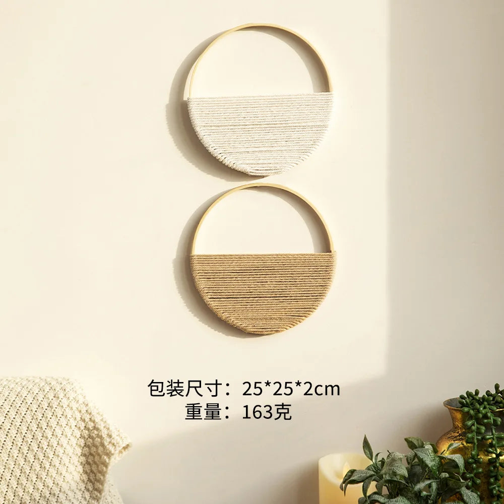 Ins Bohemian Style Double Circular Shelving Wall Decoration Pure Hand-woven Wall Hanging Room Decor Aesthetic Oasis Select 2pcs-set 1219