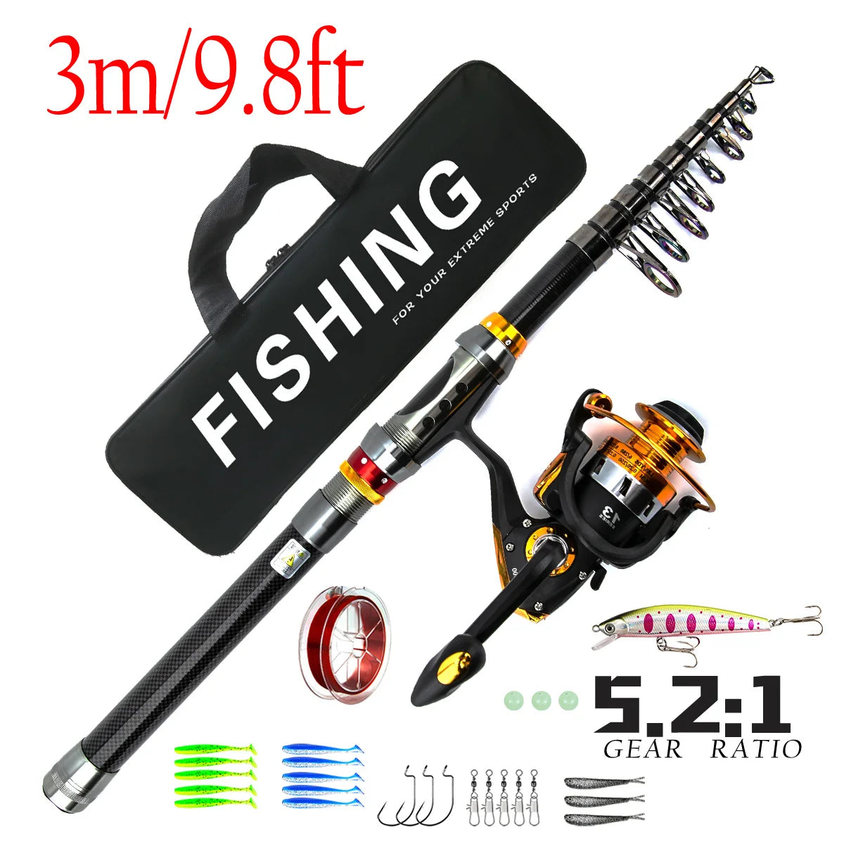 Carbon Road Ya Rod Set Universal Straight Handle Spinning Wheel Fishing Rod Full Range Ya Rod Oasis Select 3mSuit