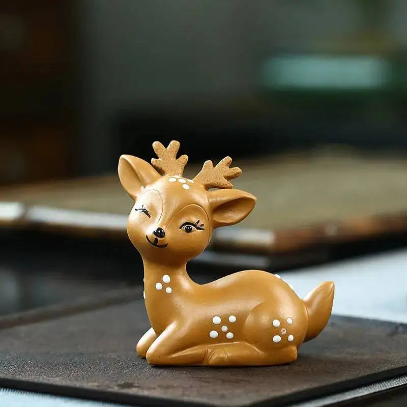 Zisha Tea Pet Plum Blossom Deer Figurine Sculpture Cartoon One Way Tea Play Oasis Select