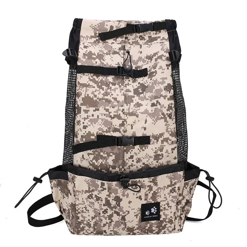 Outdoor Travel Puppy Medium Dog Backpack for Small Dogs Breathable Walking French Bulldog Carrier Bags Accessories Pet Supplies Oasis Select Golden Camouflage XL-suit 15-28kg