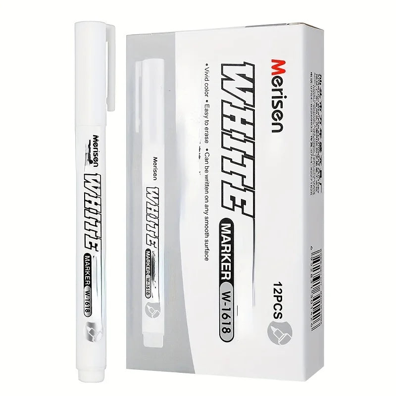 5/1pcs White Marker Pen Waterproof Oil Proof for Plastics Paper Signature Cardboard , Tires, Painting Metal Logistics, Factory Oasis Select
