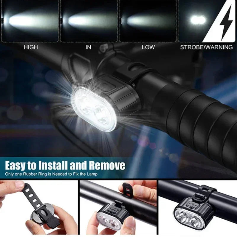 USB Rechargeable Bike Light Set Front Light with Taillight Easy To Install 4 Modes Bicycle Accessories The Bicycle for Cycling Oasis Select
