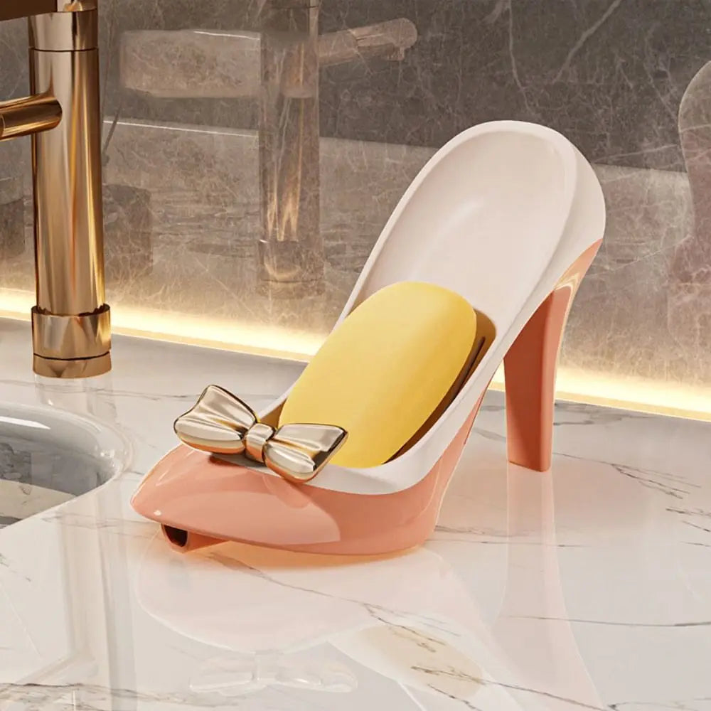 New Plastic Bathroom Soap Container Anti-slip Suction Cup Kitchen Sponge Storage Rack Funny High Heels Shape Soap Drain Box Oasis Select 4