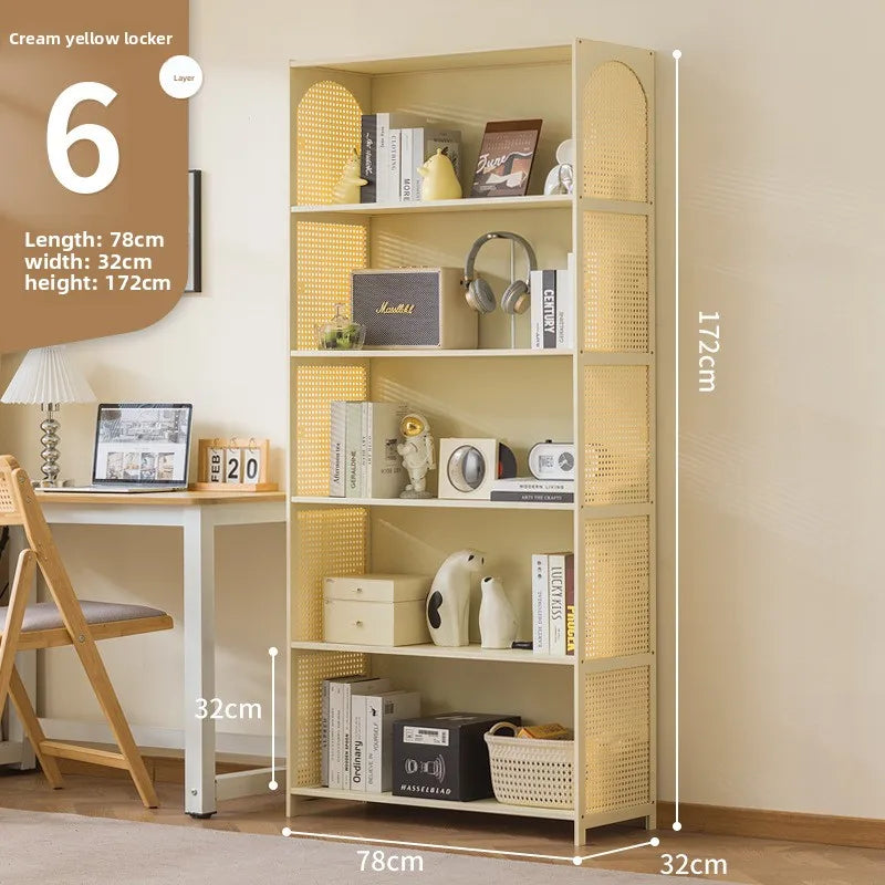 Bookcase integrated against the wall Student household bookshelf Floor-to-ceiling shelf Living room storage Multi-layer locker Oasis Select Milk white 6-78