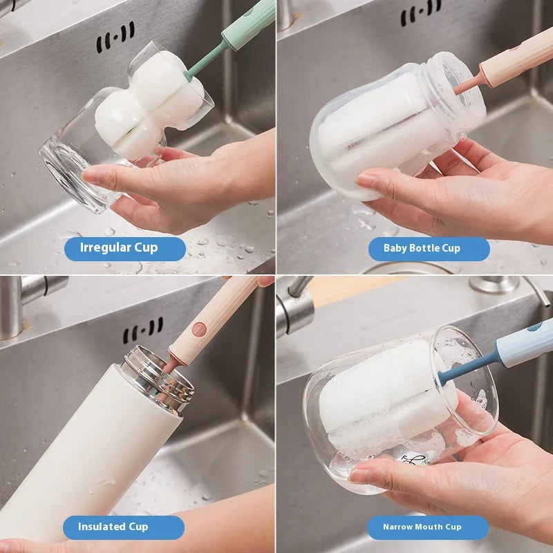 1pcs Sponge Cup Brush Detachable Cleaning Household Bottle Brush Long Handle Insulated Cup for Removing Tea Stains Oasis Select