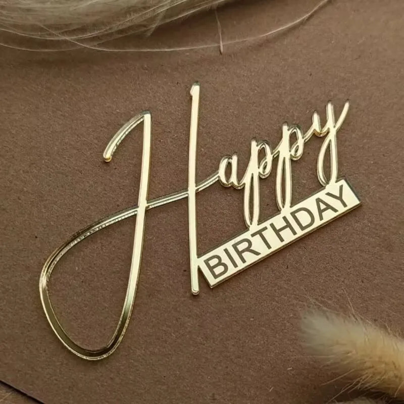 Acrylic Side Happy Birthday Cake Decoration Happy Anniversary Cake Topper Party Supplies Baking Decorating Accessories Oasis Select