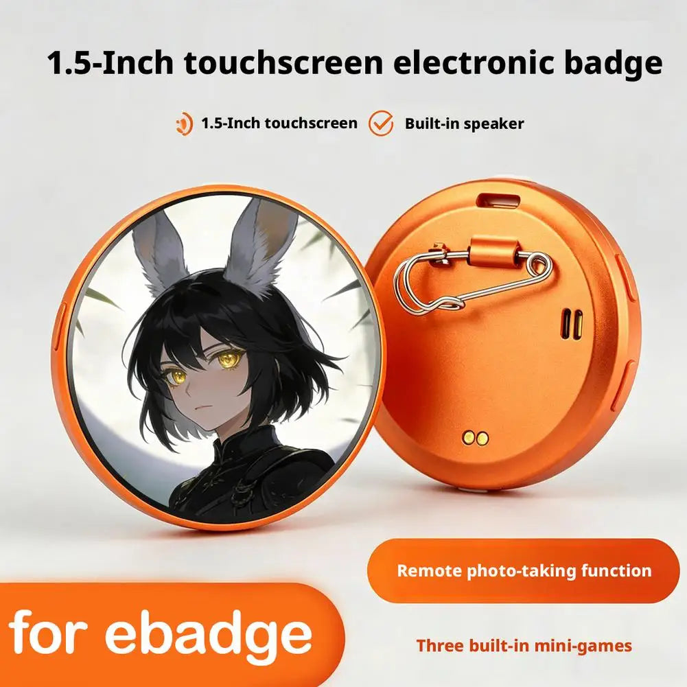 Smart E-Badge 1.5" HD Screen Bluetooth 5.4 Wearable Display Pin