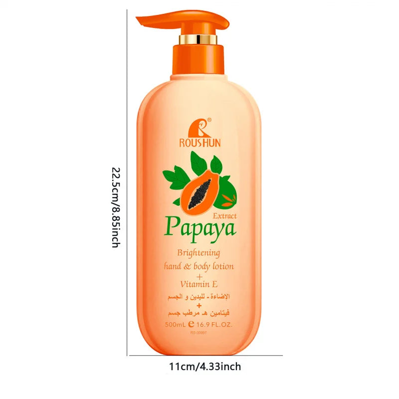ROUSHUN Papaya Body Lotion 500ml – Moisturizing & Non-Greasy