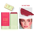 Korean Blush Stick Color Make Up Waterproof Easy Color Rouge Blusher Blusher Cream Rendering Matte High Pigment 3 IN 1 Makeup Oasis Select 2 hot red