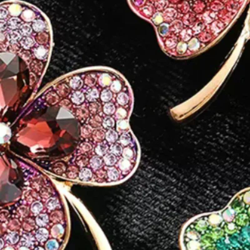 Fashion Rhinestone Clover Brooches Women Clothing Coat Jewelry Party Accessories Oasis Select
