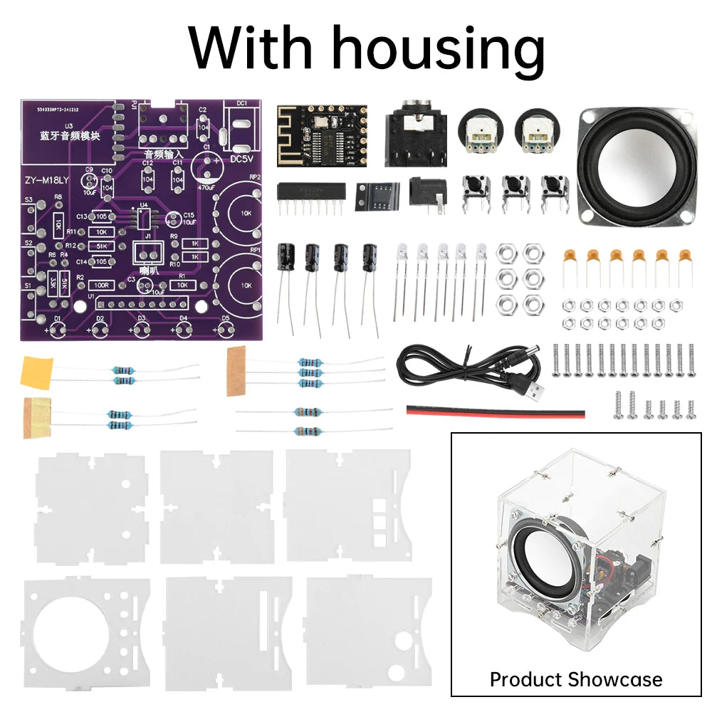DC 5V 3W Bluetooth Speaker DIY Kit Stereo Amplifier Small Audio DIY Making Circuit Board Soldering Practice DIY Electronic Kit Oasis Select With Sheel