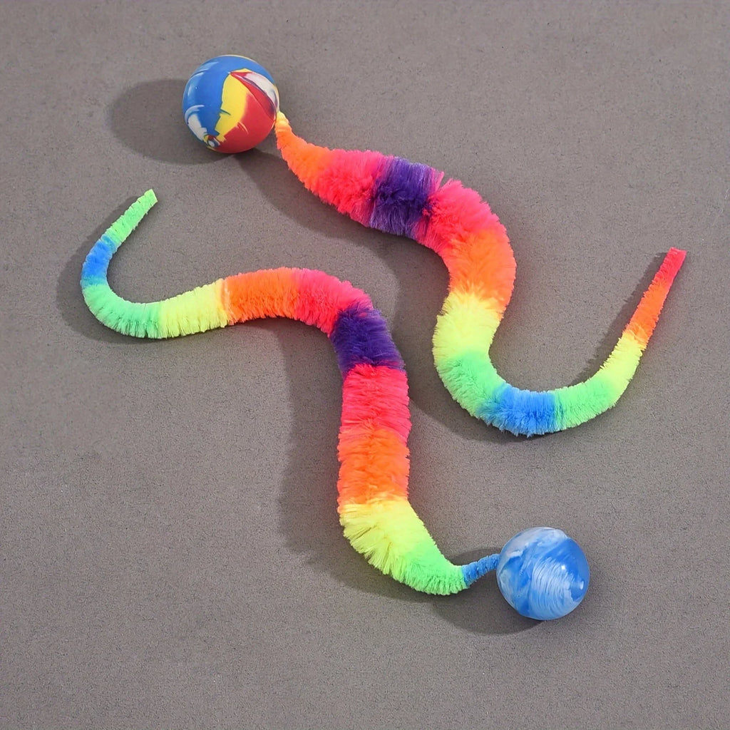 3CS Cat interactive toys Tickle Cat Colorful bouncing ball Pet supplies Puzzle teasing indoor cat caterpillar elastic toy Oasis Select