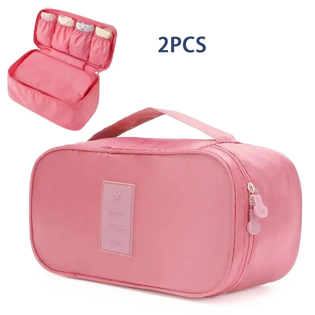 Portable Travel Storage Bag Multi-function Bra Underwear Organizer Bags Toiletry Cosmetic Case for Outdoor Travel Oasis Select 2PCS PINK