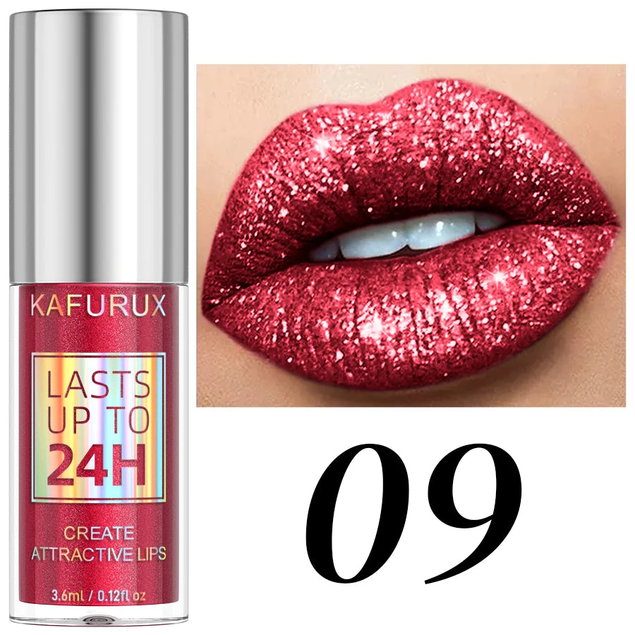 KAFURUX 20-Shade Glitter Liquid Lipstick & Diamond Lip Gloss