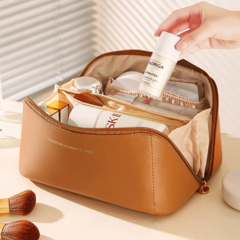 Makeup Organizer Female Toiletry Kit Bag Make Up Case Storage Pouch Luxury Lady Box, Cosmetic Bag, Organizer Bag for Travel Zip Oasis Select style 1 bag brown