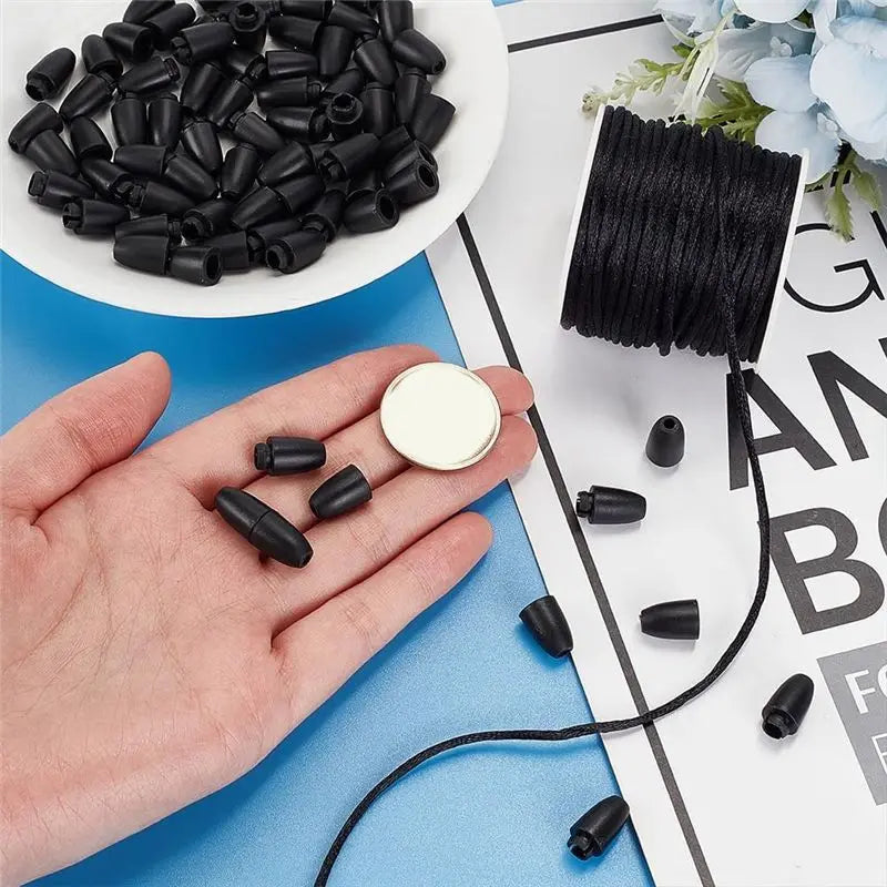 LIKE WISH Lanyard Breakaway Buckle, 24Mm Black Bead Barrel Connector Closure Buckle For DIY Necklace Bracelet Jewelry Making Eas Oasis Select