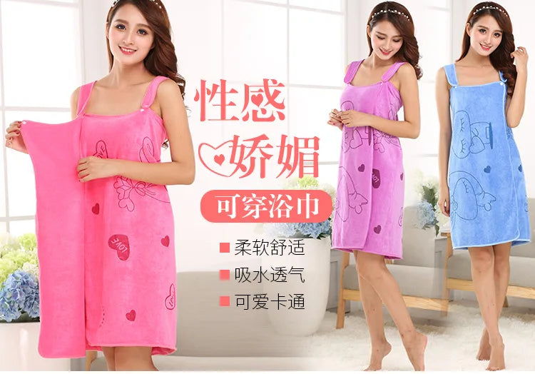 Variety wearable bath towel beauty salon microfiber cartoon print ladies sling bath skirt beach towel Oasis Select