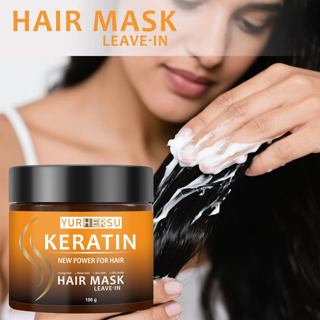 YURHERSU Keratin No-Rinse Hair Mask – Moisture & Frizz Control Leave-In Hair Mask Oasis Select