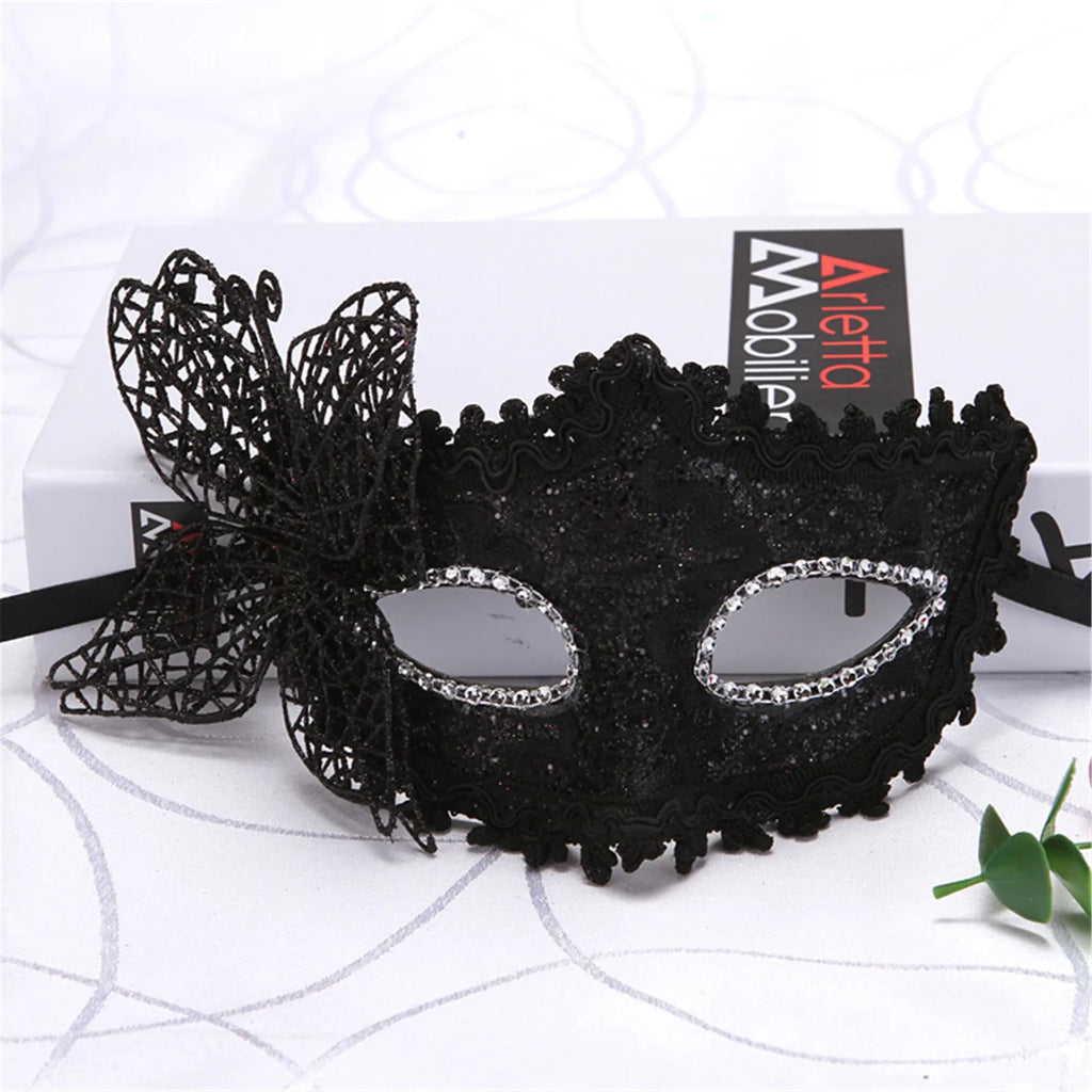 2025 NEW Side Butterfly Masquerade Mask New Fashion Half Face Eye Mask Party Makeup Ball Venetian Party Mardi Gras Mask Oasis Select Black CHINA