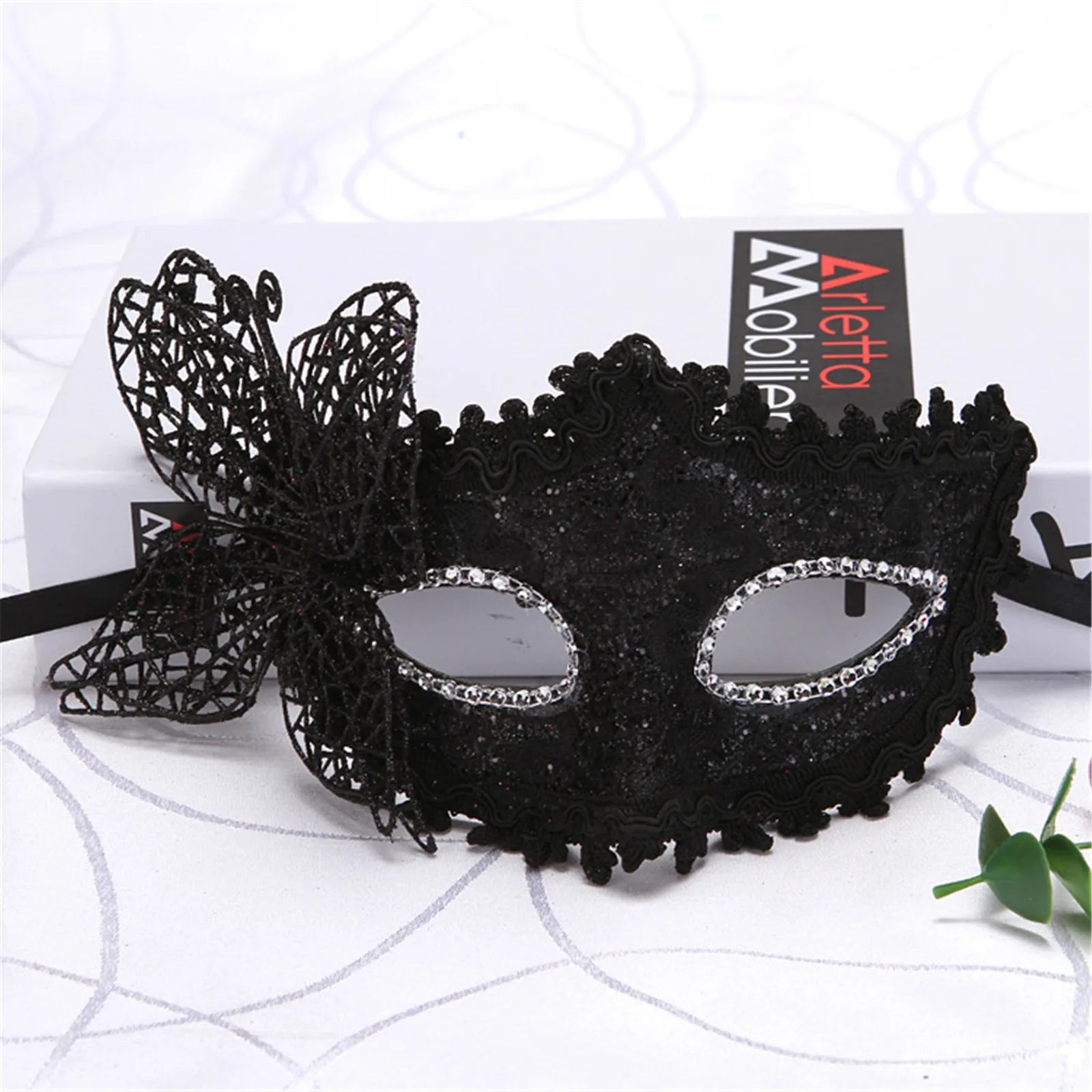 2025 NEW Side Butterfly Masquerade Mask New Fashion Half Face Eye Mask Party Makeup Ball Venetian Party Mardi Gras Mask Oasis Select Black CHINA
