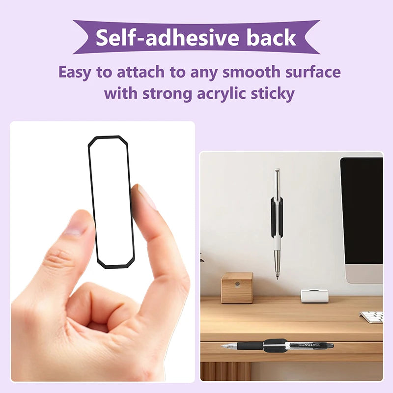Self-Adhesive Silicone Pen Clip Wall Mount Holder – 2 Pack