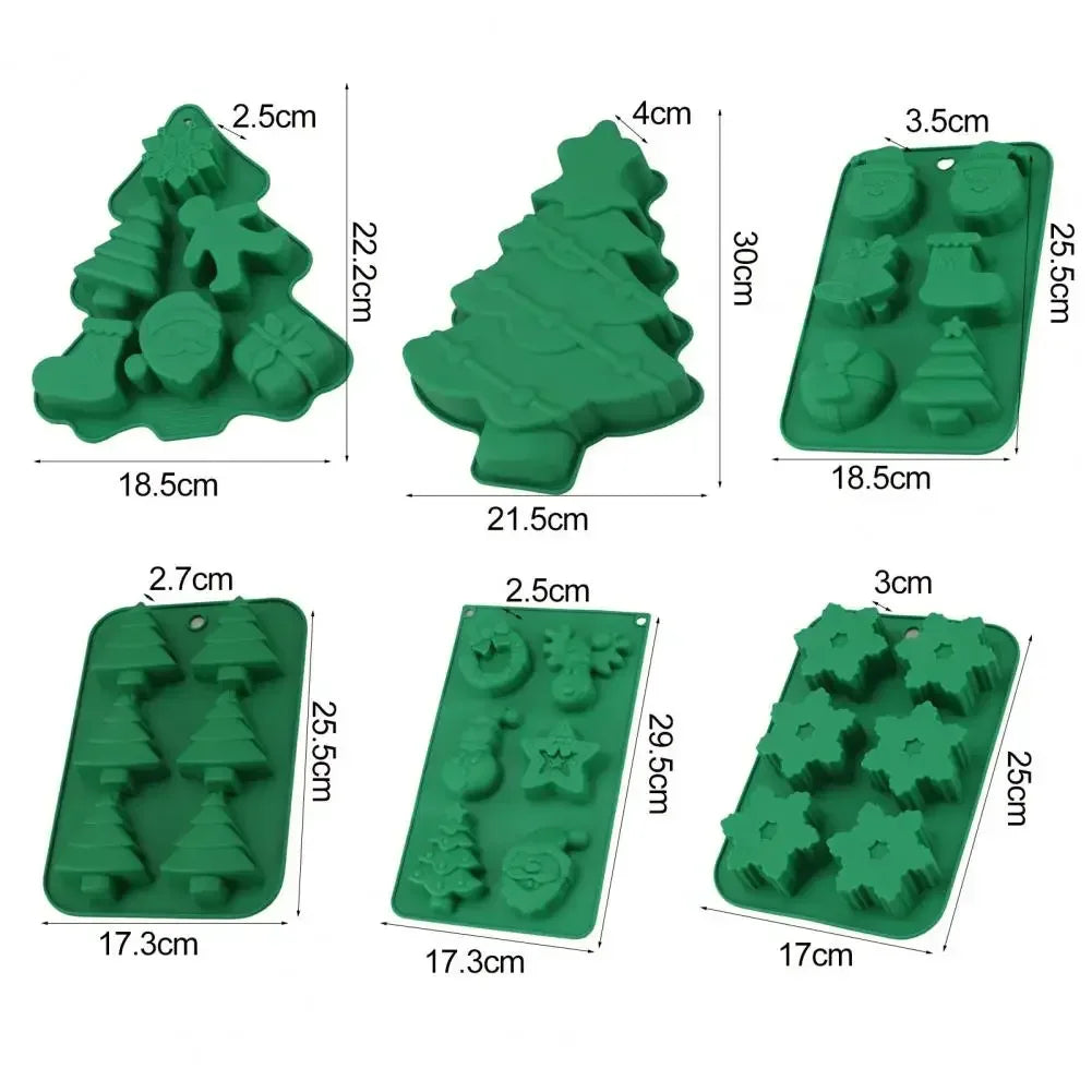 Tree Santa Claus Shape Silicone Mold Cake Decoration Fondant Cookies Tool Gumpaste Candy Chocolate Mold for Baking Oasis Select